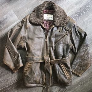 Vintage Excelled genuine leather belted jacket
